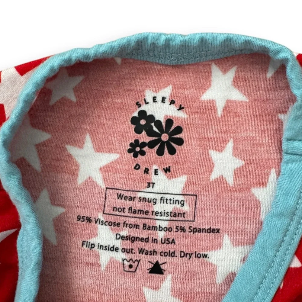 Sleepy Drew Toddler 3T Red White Star Short Sleeve Pajama Set